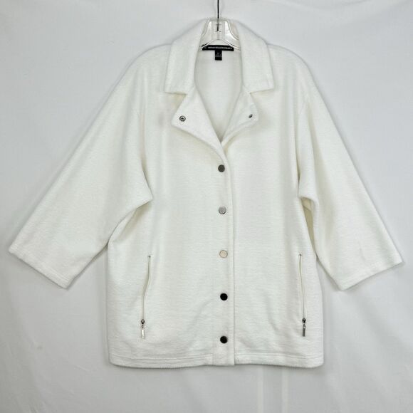 Vtg Company Ellen Tracy Women’s Collar Button Closure and zip pockets Ivory 3X - Picture 4 of 16